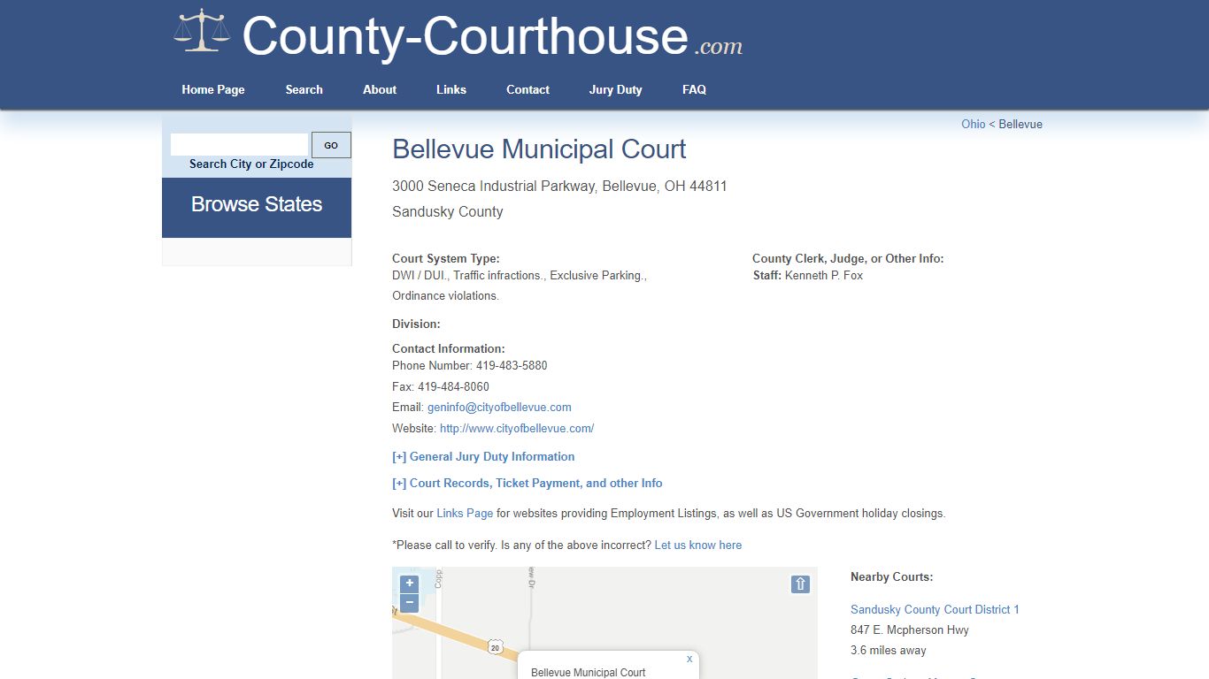 Bellevue Municipal Court in Bellevue, OH - Court Information