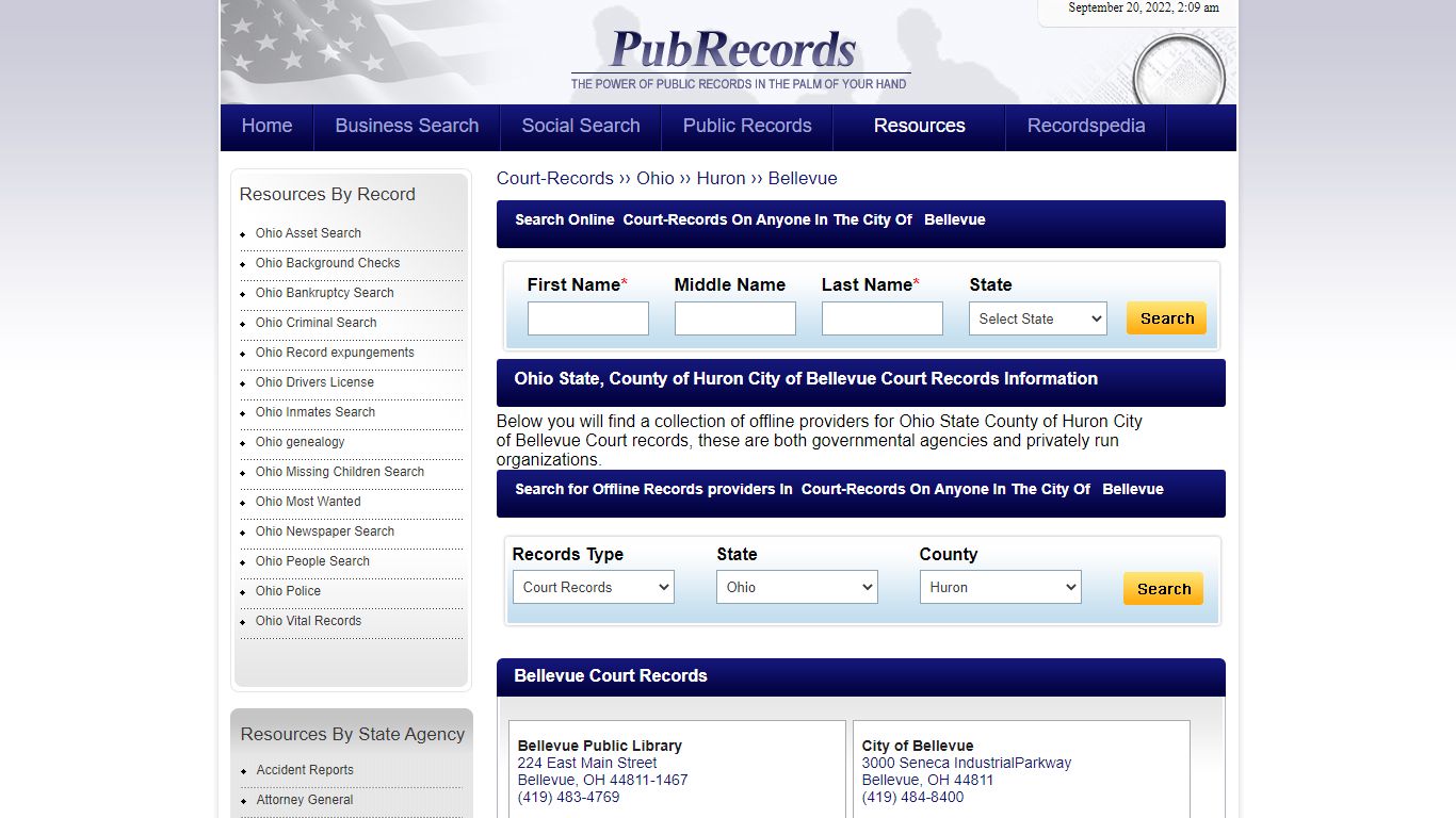 Bellevue, Huron County, Ohio Court Records - Pubrecords.com