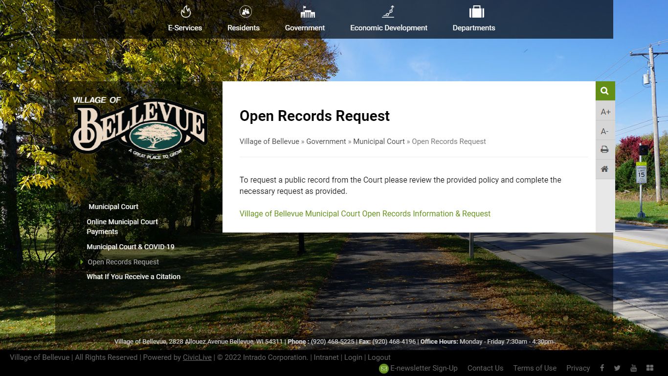 Open Records Request - Village of Bellevue